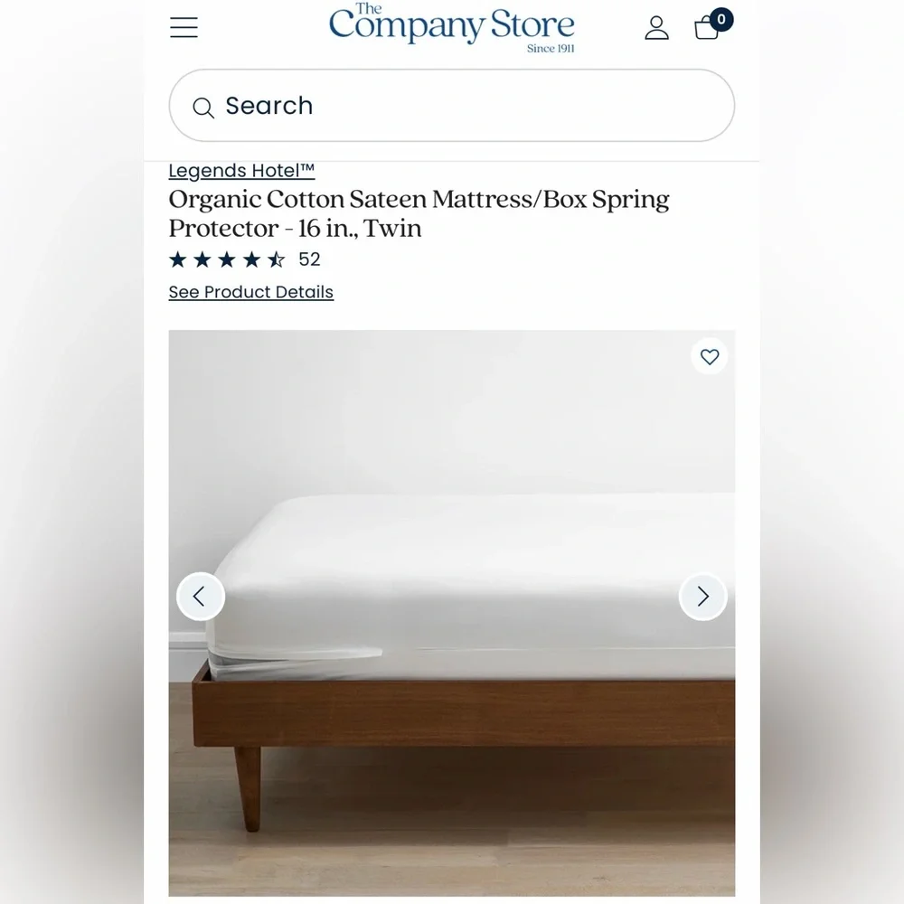 THE COMPANY STORE 100% ORGANIC COTTON SATEEN MATTRESS PROTECTOR TWIN NEW